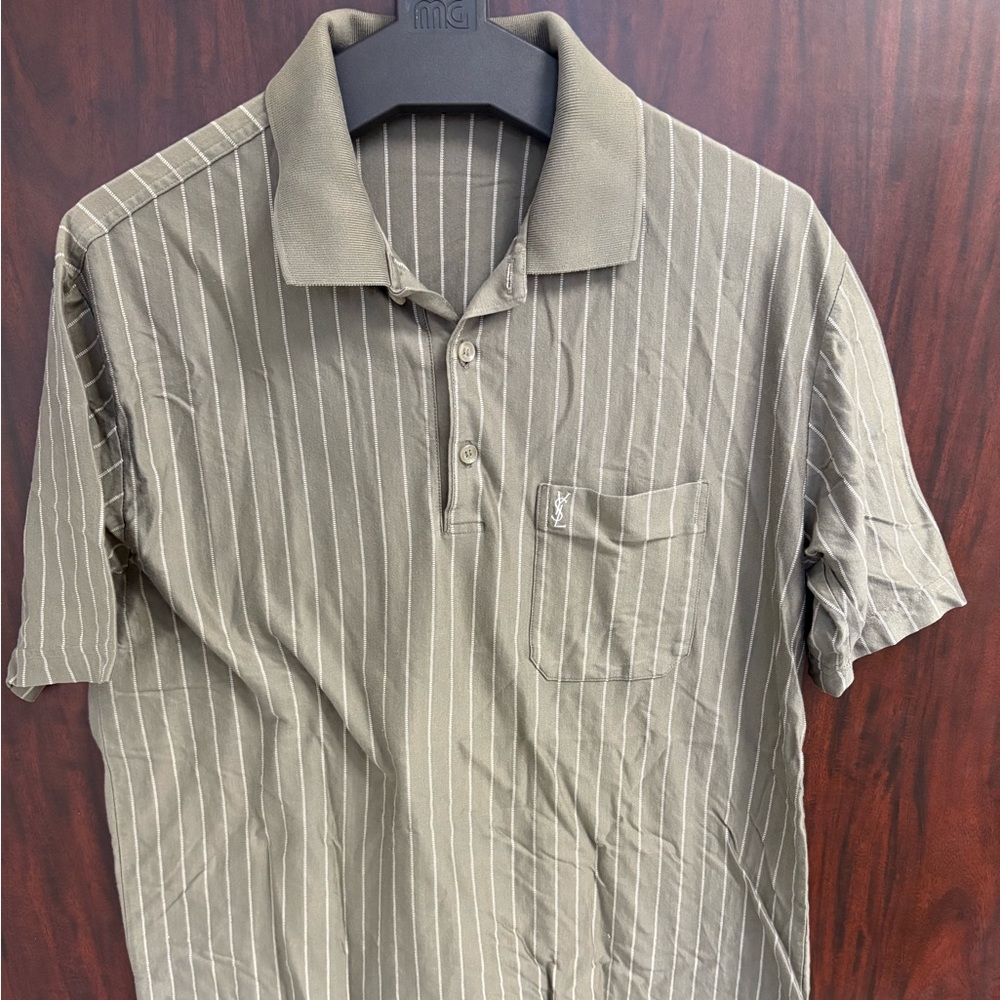Yves Saint Laurent Gray and White Striped Garment